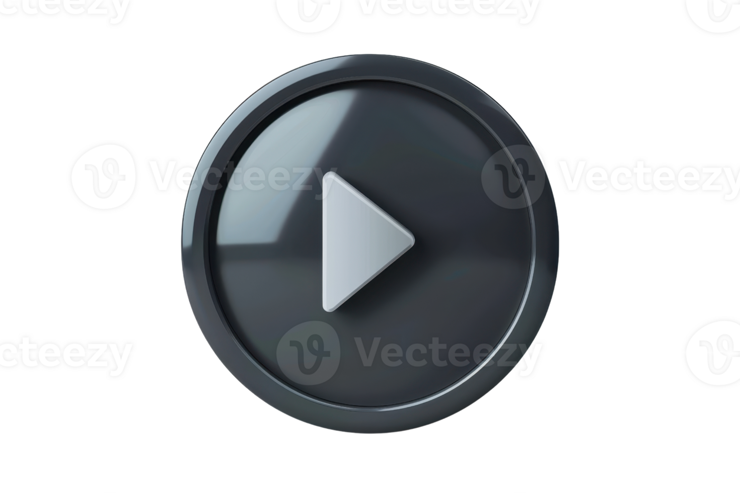 A 3D rendered circular play button icon with a glossy finish, suitable for media, , and audio playback applications. png