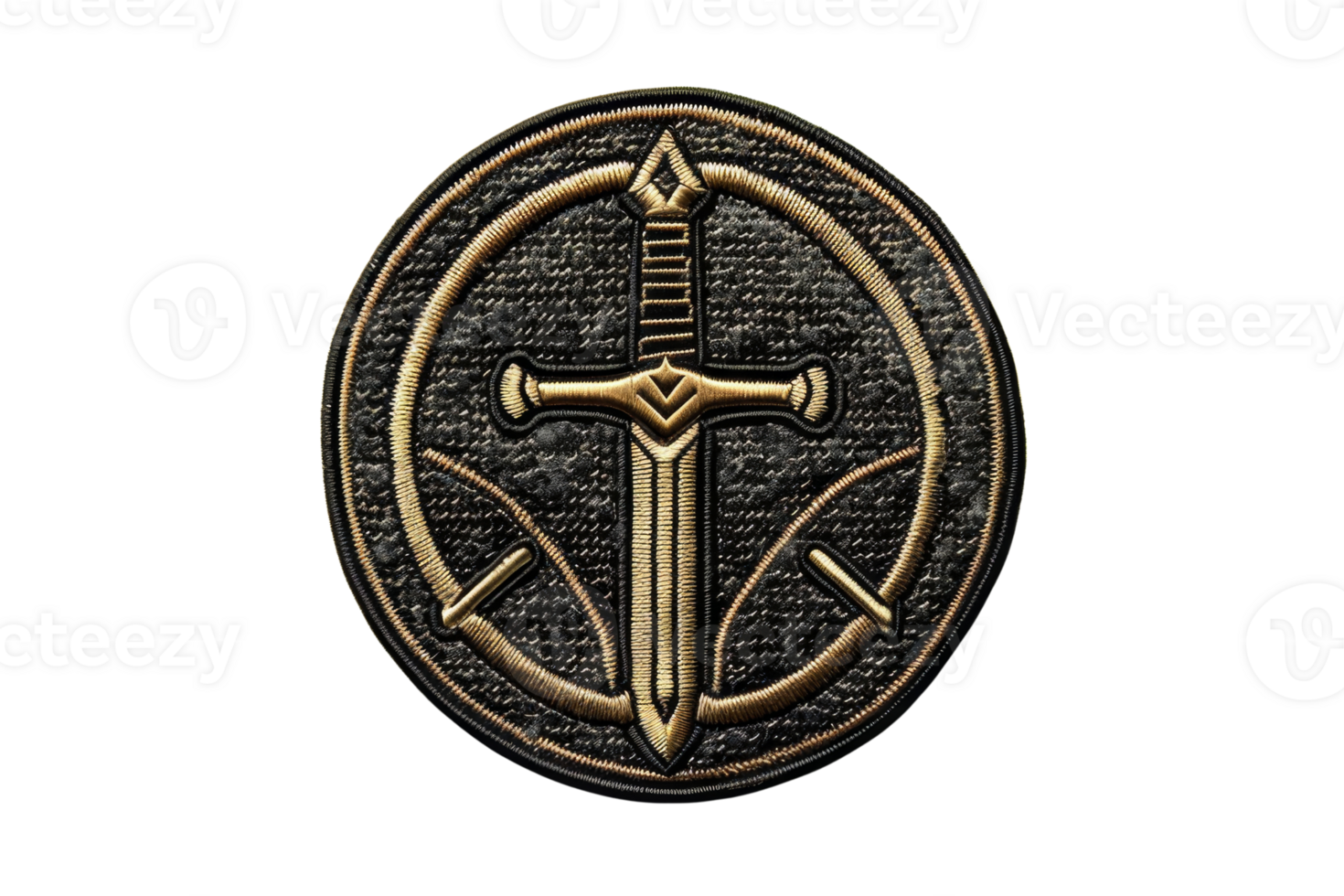 Ornate medieval shield emblem featuring a sword design. Perfect for fantasy themes, games, and historical projects. png