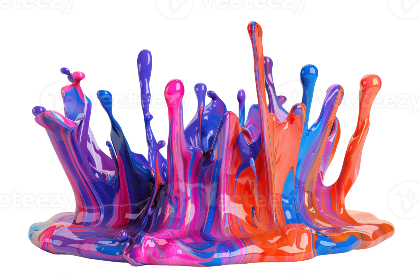 Abstract splash of vibrant multicolored paint isolated on a transparent background. showcasing creative, expressive and dynamic artistic expression. png
