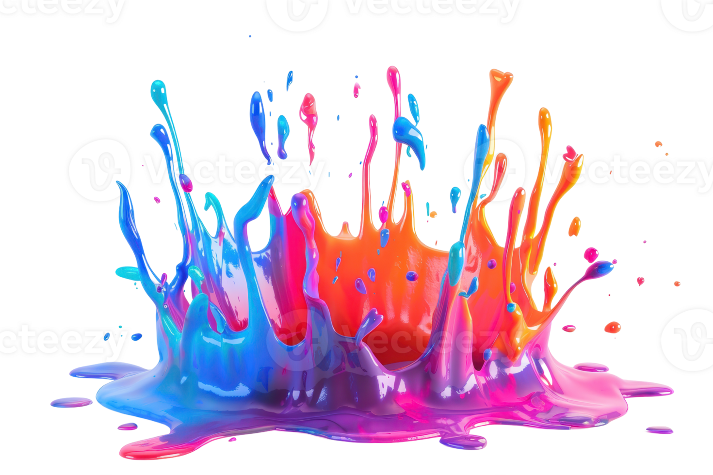 Colorful splash of paint captured with a high-speed camera, creating a vibrant and dynamic abstract art piece. png