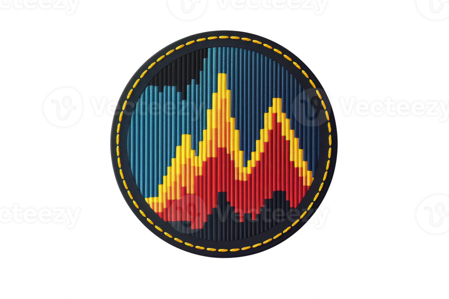 Colorful bar chart icon with peak and valley illustration. Depicts data analysis, statistics, and trends in vibrant hues. png