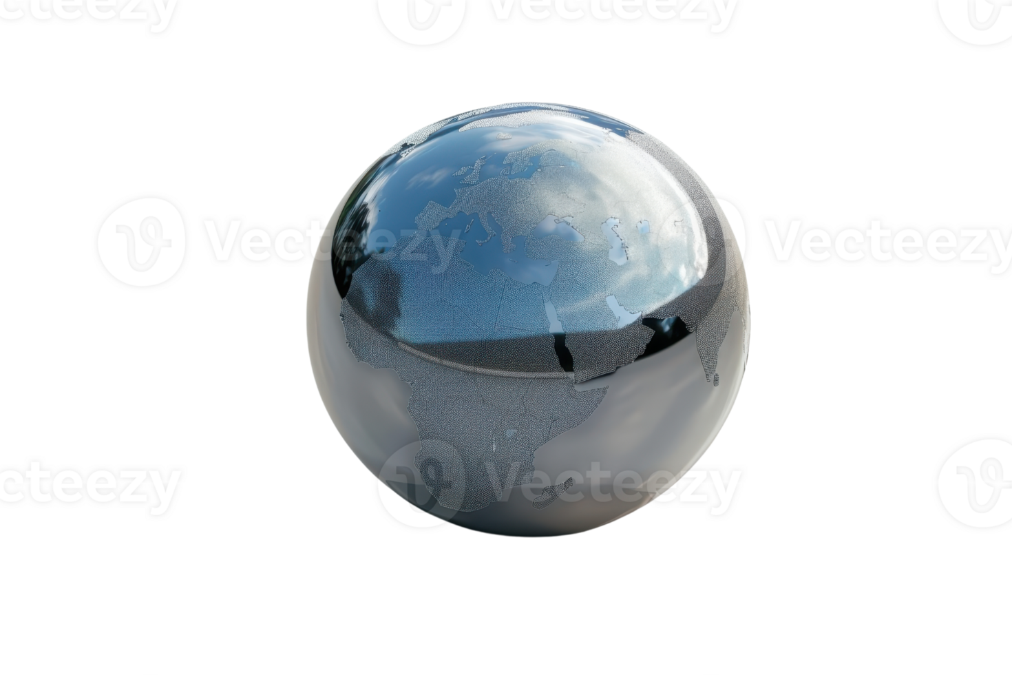 A polished reflective sphere, capturing the sky and surroundings, creating a unique and interesting visual effect with a futuristic feel. png