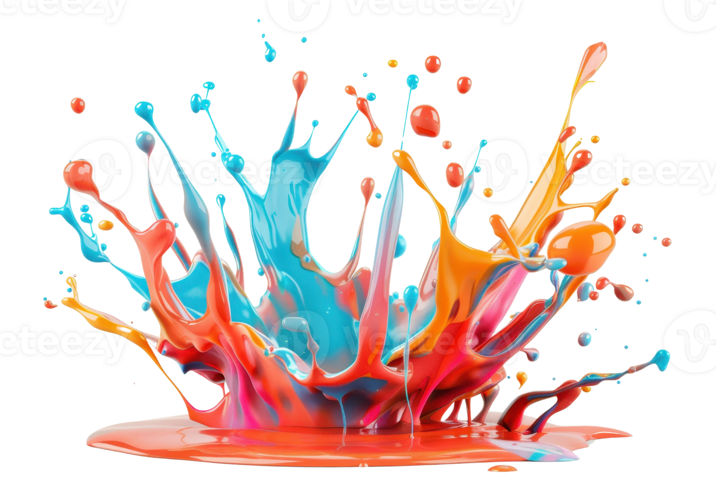 Vibrant splash of colorful paint creating an artistic explosion of hues, perfect for design, art, creativity, and colorful background concepts. png