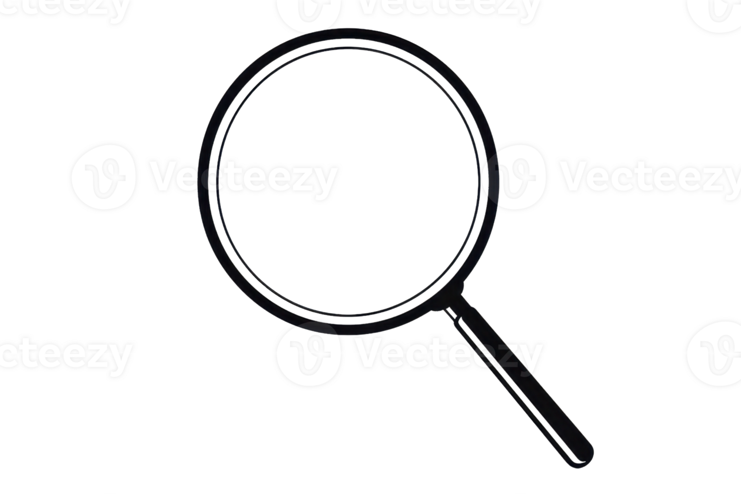 illustration of a magnifying glass icon, symbolizing search, inspection, and discovery, isolated on a transparent background. png