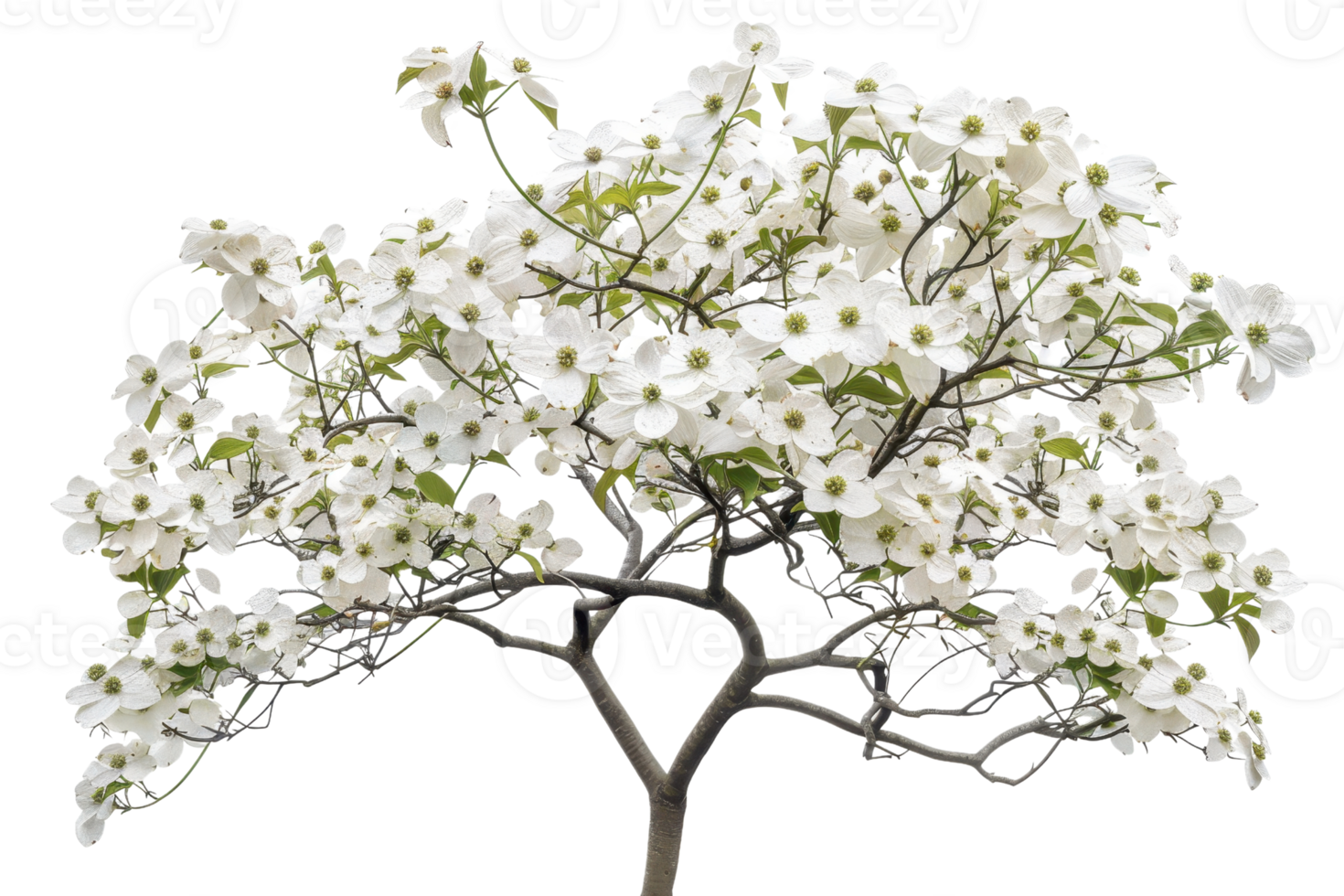 Beautiful Dogwood tree with abundant white flowers in full bloom, perfect for spring and nature themed projects. png