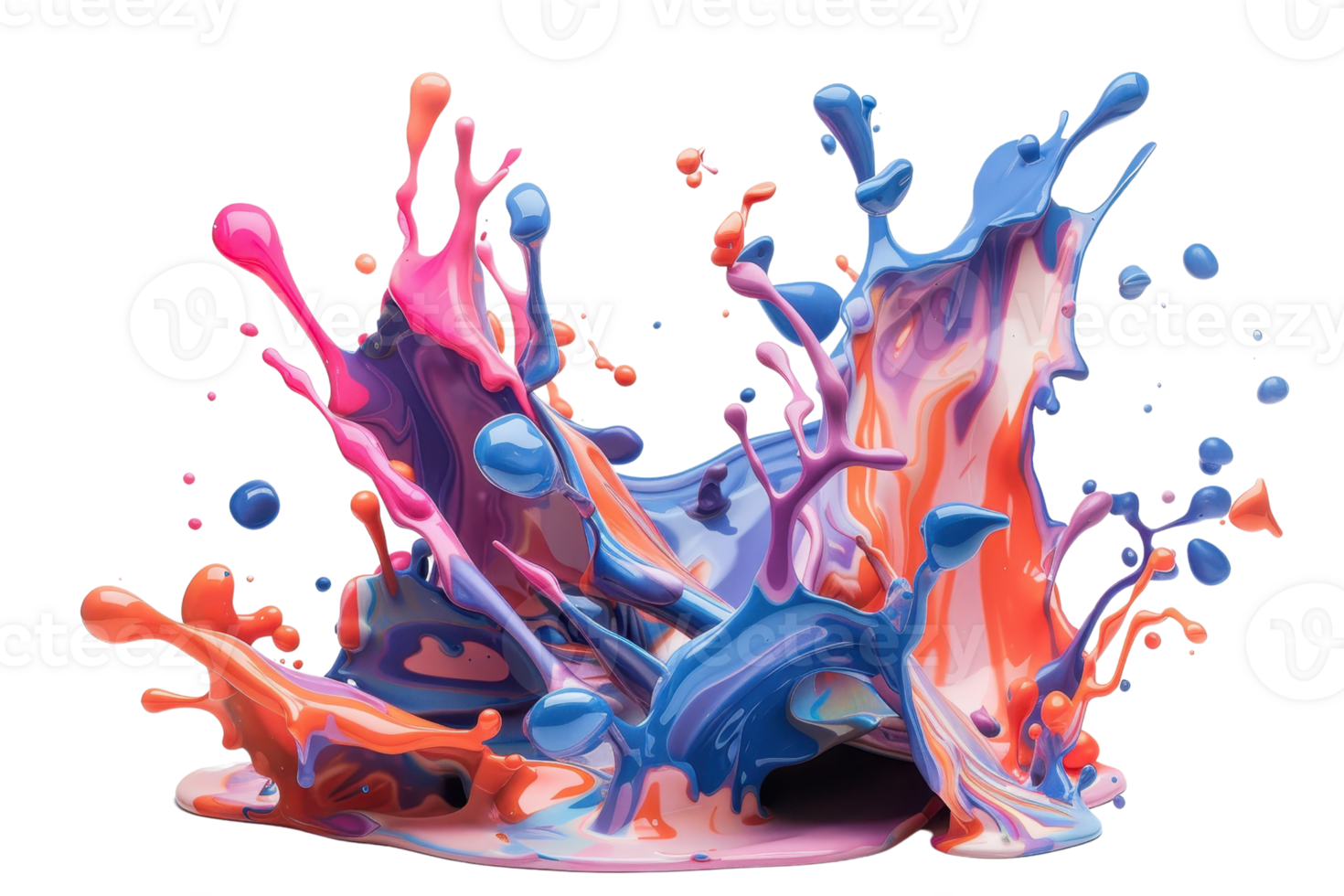 Vibrant splash of colorful paint splatter creating a dynamic abstract design. Perfect for creative backgrounds and artistic concepts. png