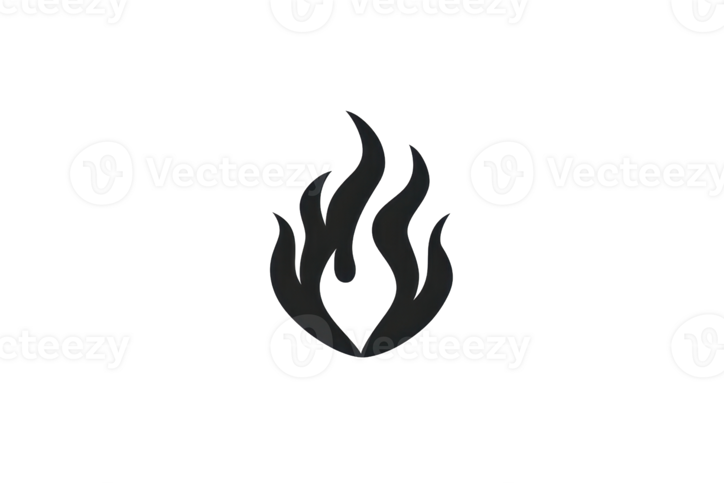 Abstract black flame icon on transparent background, symbolizing fire, energy, and heat. Ideal for design, branding, and web use. png