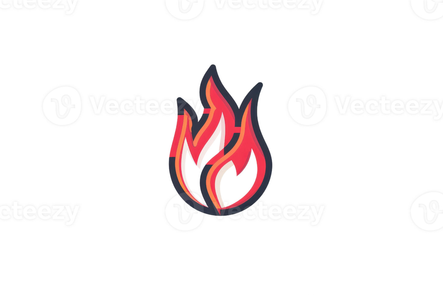 Abstract illustration of a multicolored flame, symbolizing fire, heat, energy, and passion on a transparent background. png