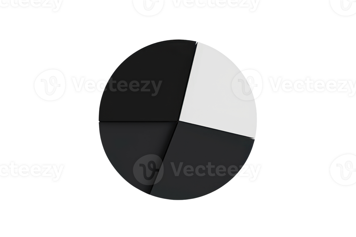 Abstract circular pie chart with black and white sections on a plain transparent background. representing data visualization and statistical analysis. png