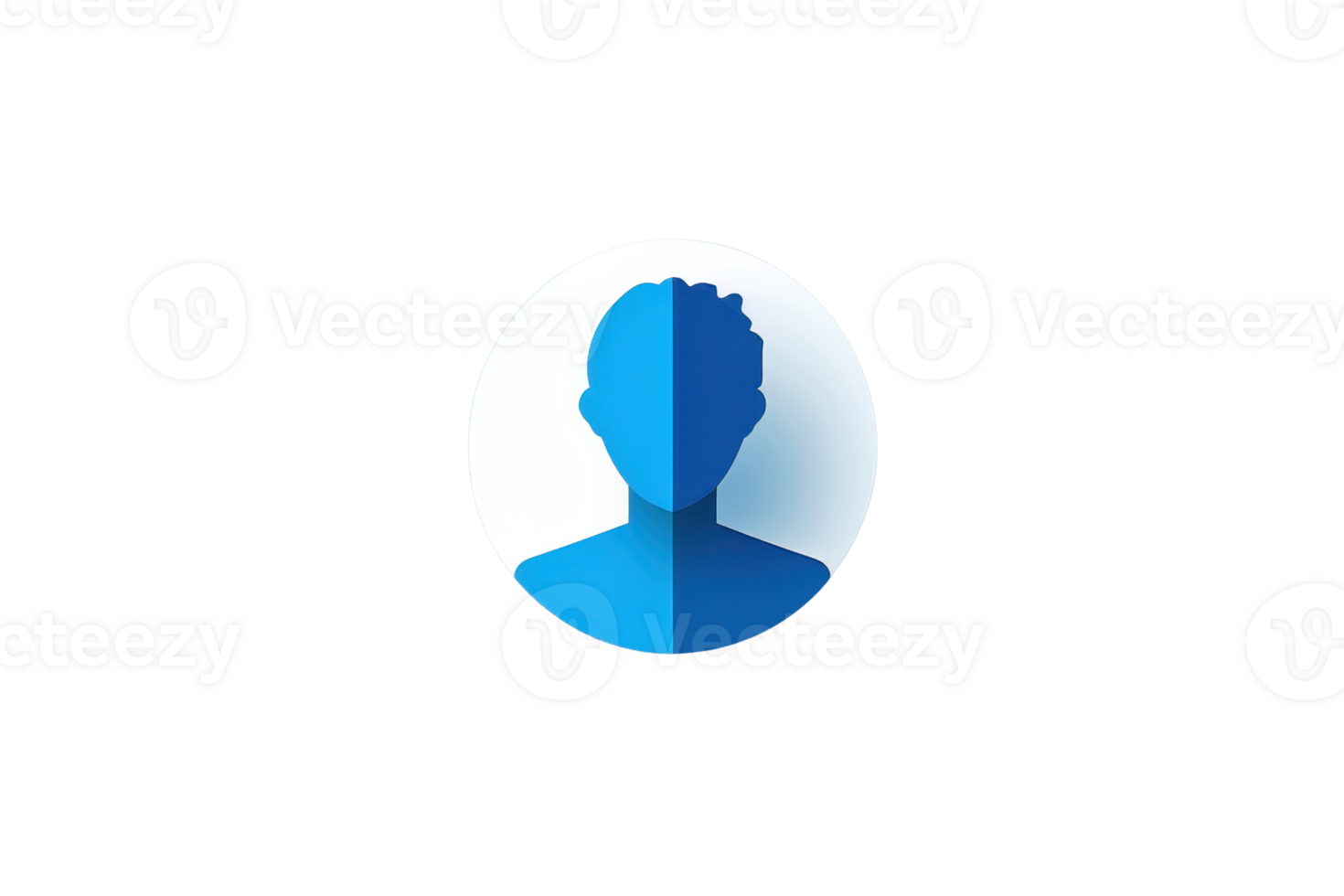 Abstract silhouette avatar profile icon in blue shades, representing a generic person or individual for social media or user account. png
