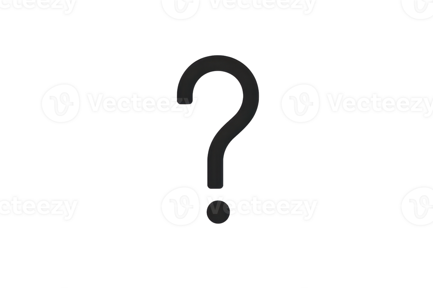 Black question mark symbol isolated on a transparent background, representing inquiry, curiosity, and uncertainty. png