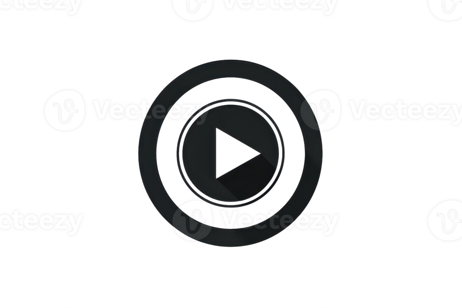 Black play button icon on a transparent background. Perfect for media, content, and website design use. png