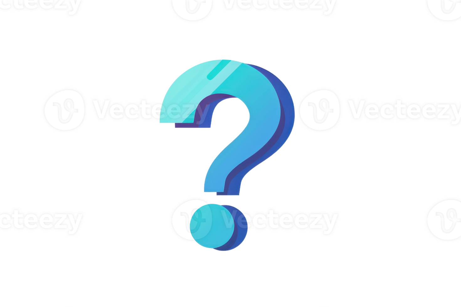 Blue question mark icon isolated on transparent background. Illustrative graphic representing inquiry, doubt, or curiosity. png