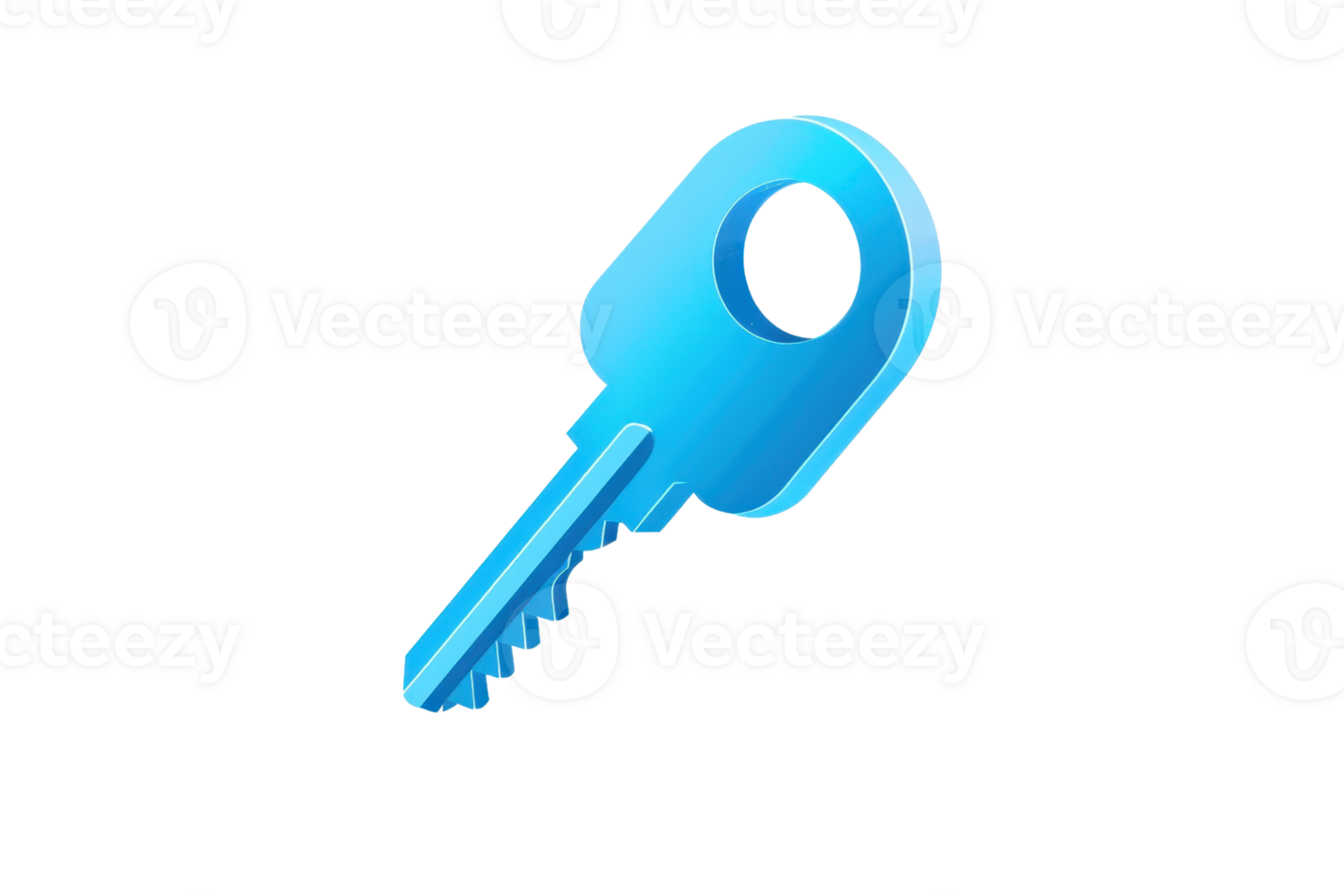 Digital illustration of a blue key icon on a transparent background, symbolizing access, security, and unlocking potential. png
