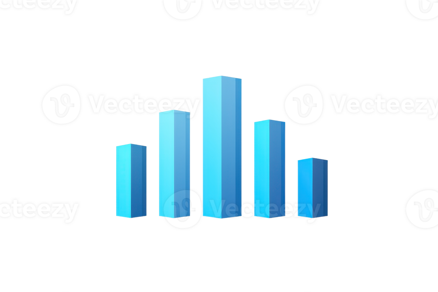 Blue bar chart illustration depicting data analysis, statistics, and business growth on a transparent background. png