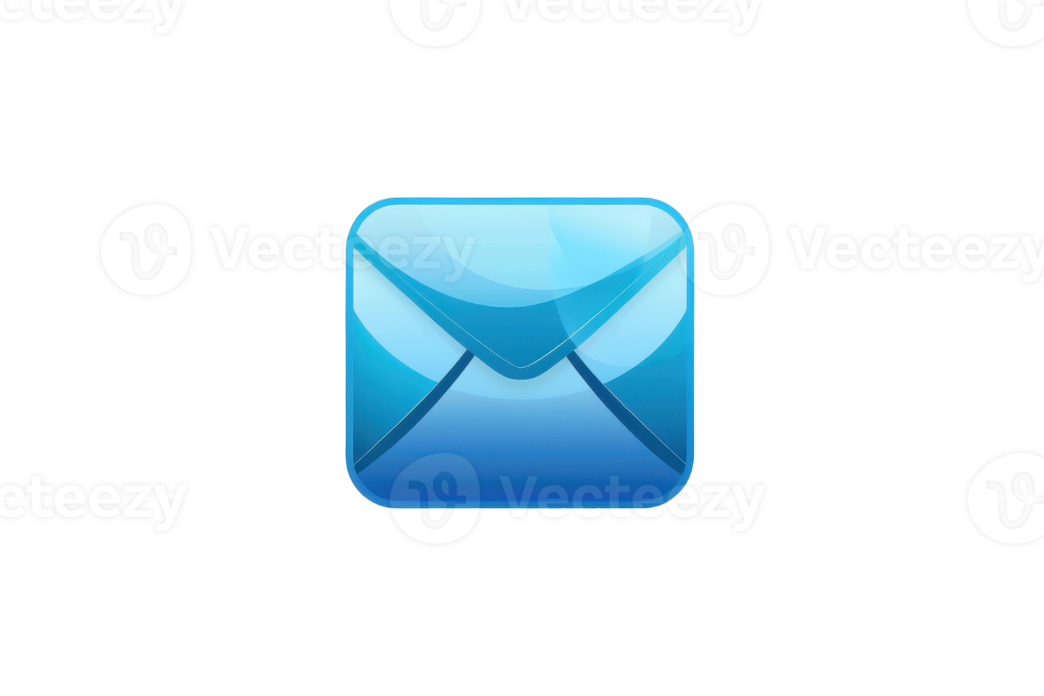Blue glossy email icon representing digital communication and online messaging. Ideal for web, app interfaces, and presentations. png