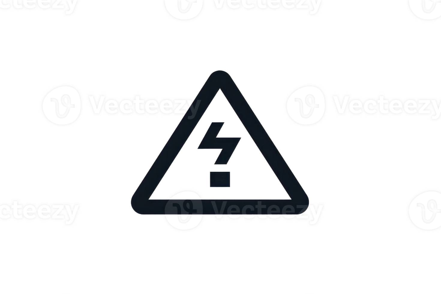 High voltage warning sign. Black and white illustration of a triangular hazard symbol indicating electrical danger. png