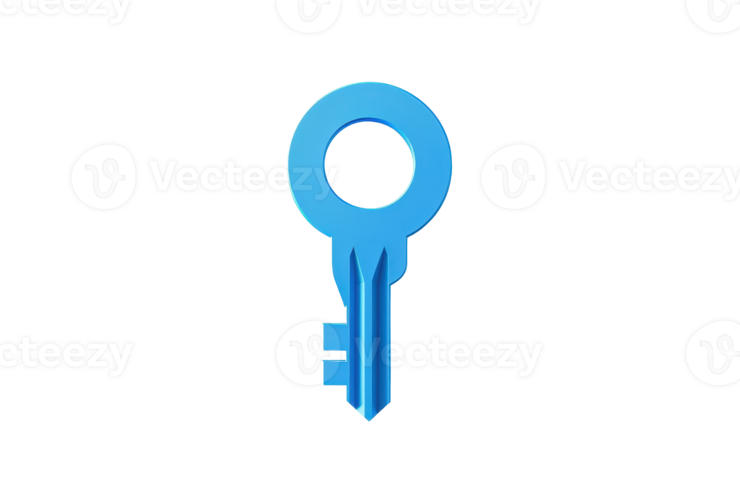 Illustration of a blue key icon on a transparent background. Ideal for representing security, access, or unlocking concepts. png