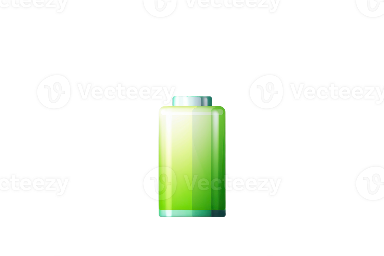 High-quality image of a fully charged green battery icon, symbolizing energy efficiency and full power, isolated on a transparent background. png