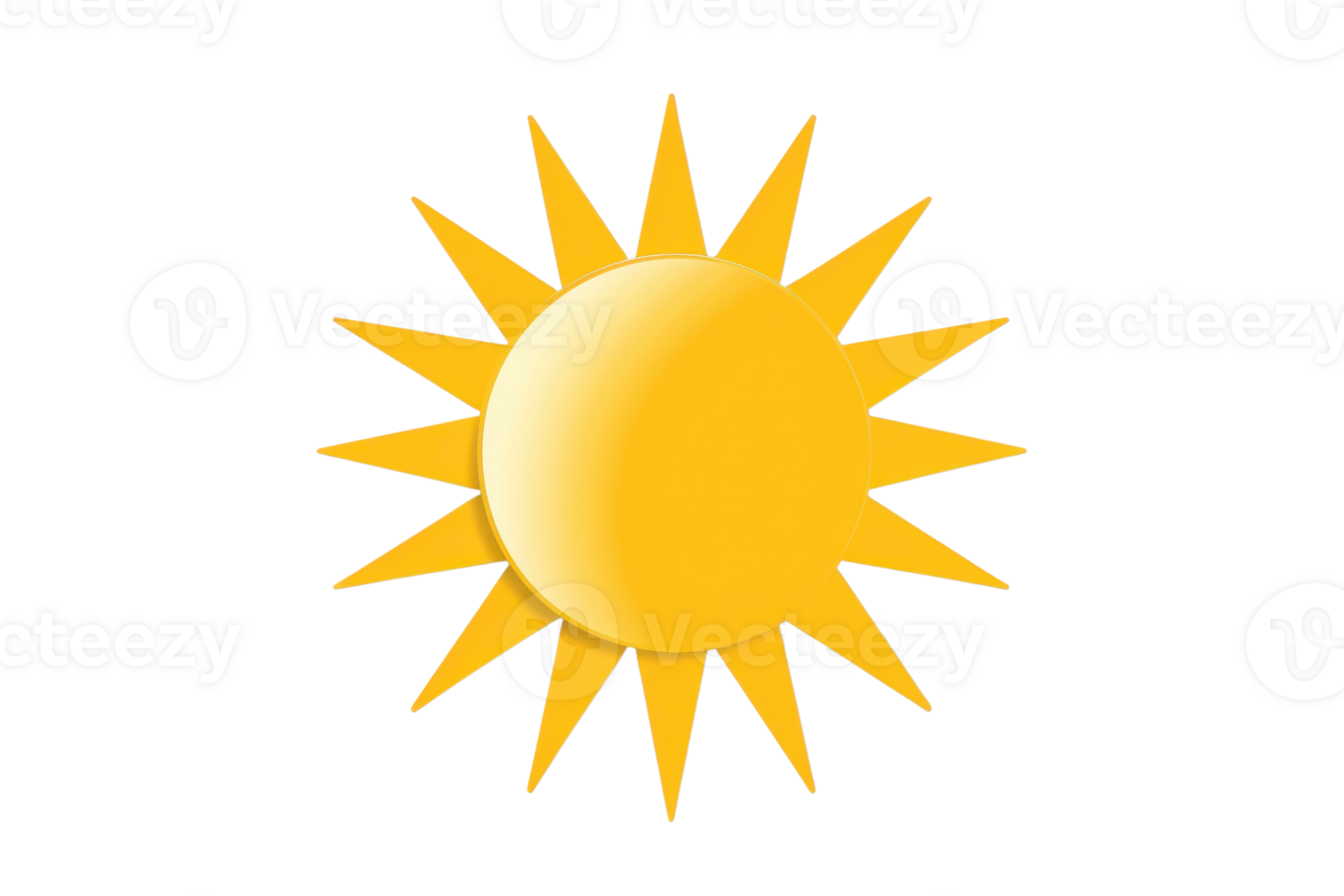 Bright yellow sun illustration with rays. Perfect for weather, summer, and energy themes. Use in design projects, apps, or websites. png