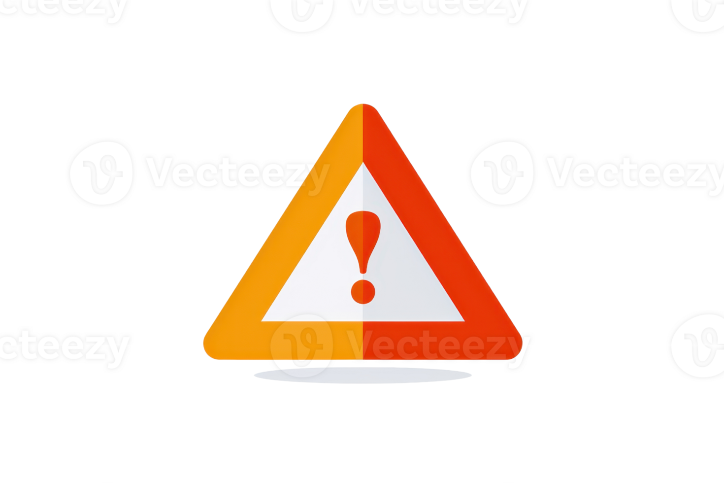 Illustration of a caution sign with an exclamation mark, symbolizing alert, warning, and hazard in a triangular shape. png