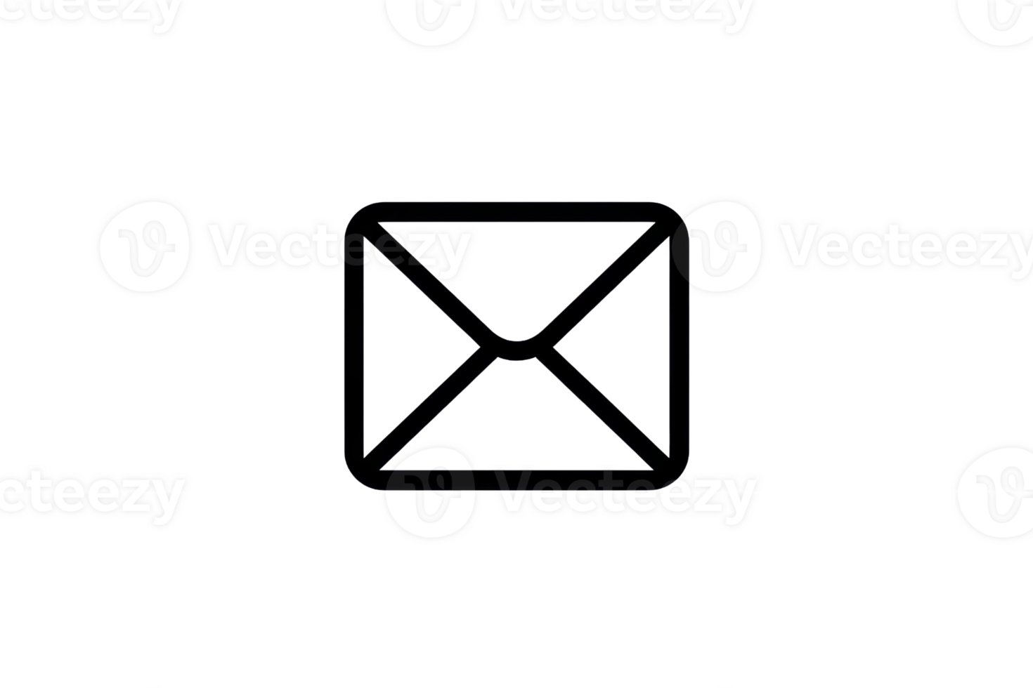 Minimalist black and white envelope icon representing email and communication in a simple and modern design. png