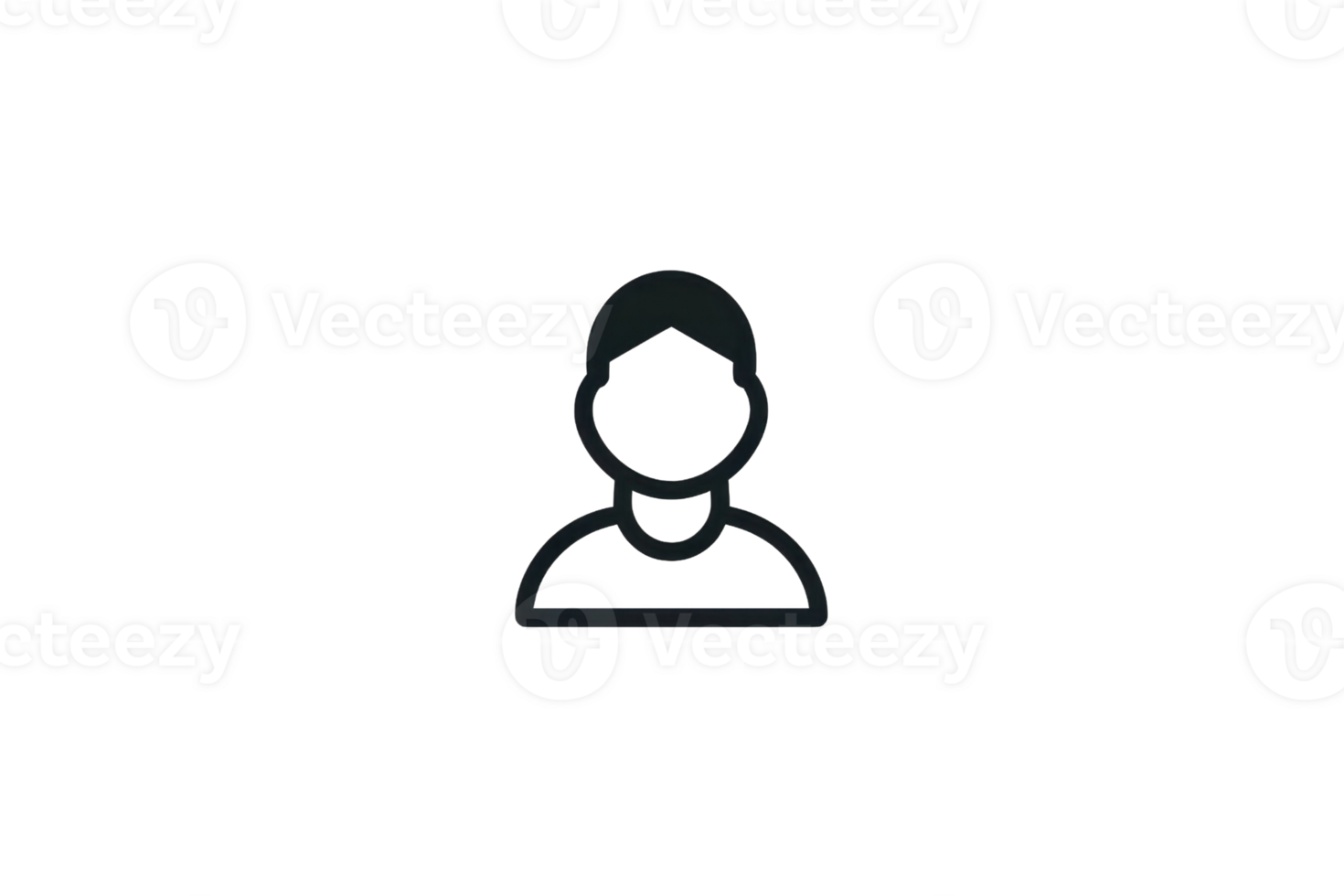 Minimalist black outline of a person icon on a transparent background, perfect for user profile or avatar placeholder. png