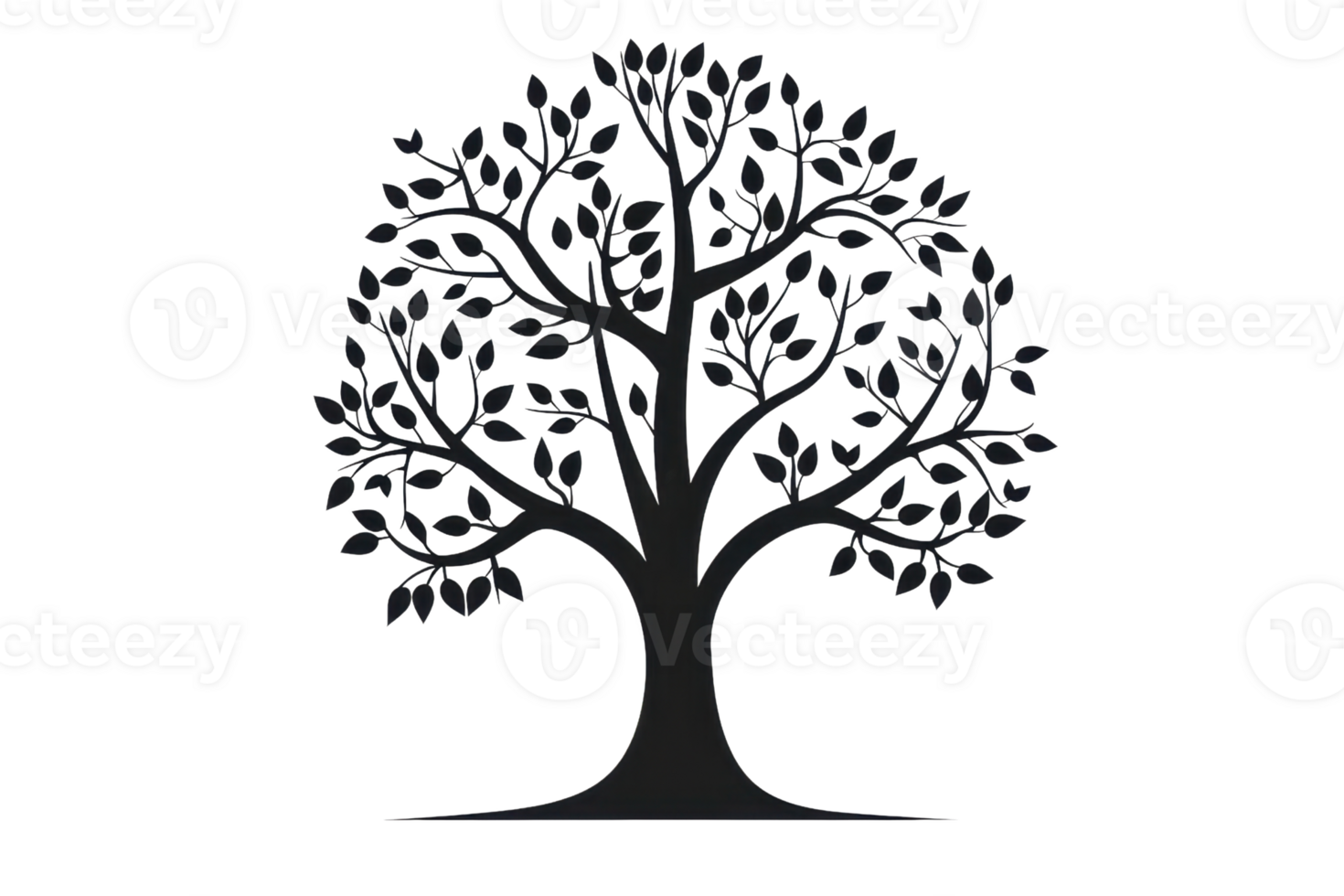 Elegant silhouette of a tree with intricate branches and leaves, perfect for representing nature and growth themes in various creative projects. png
