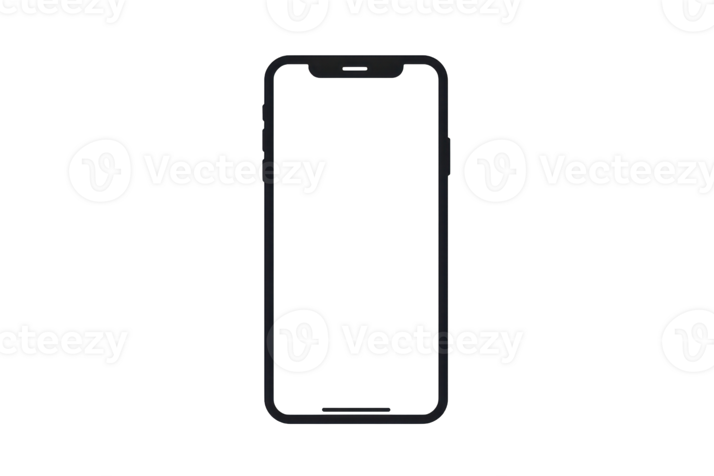 Modern smartphone mockup with blank screen, isolated on transparent background. Perfect for app design presentations or UI demos. png