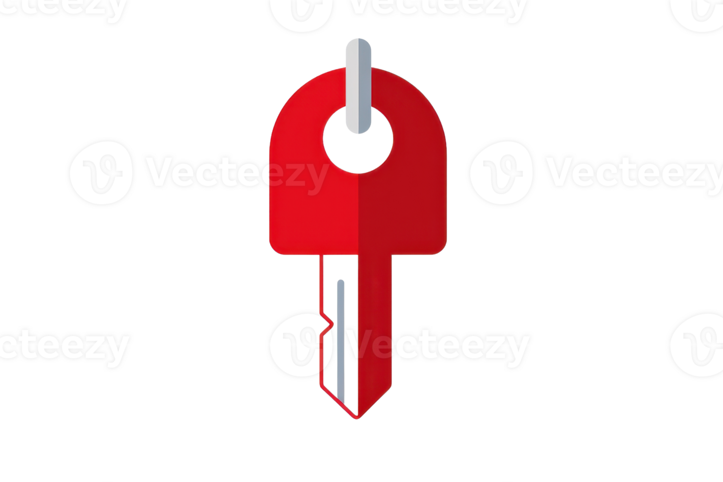 Red key on a transparent background. Symbolizes security, access, and unlocking potential. Ideal for marketing, real estate, and technology graphics. png