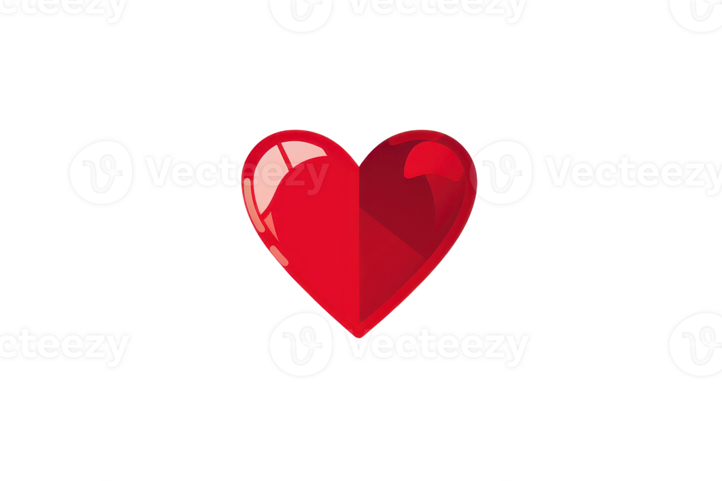 Shiny red heart icon on a transparent background, symbolizing love, romance, and affection. png