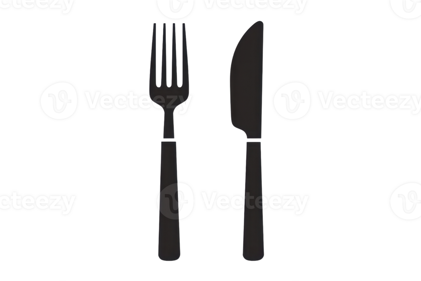 Silhouette of a fork and knife, simple black cutlery icons isolated on a transparent background. perfect for food-related projects and design png