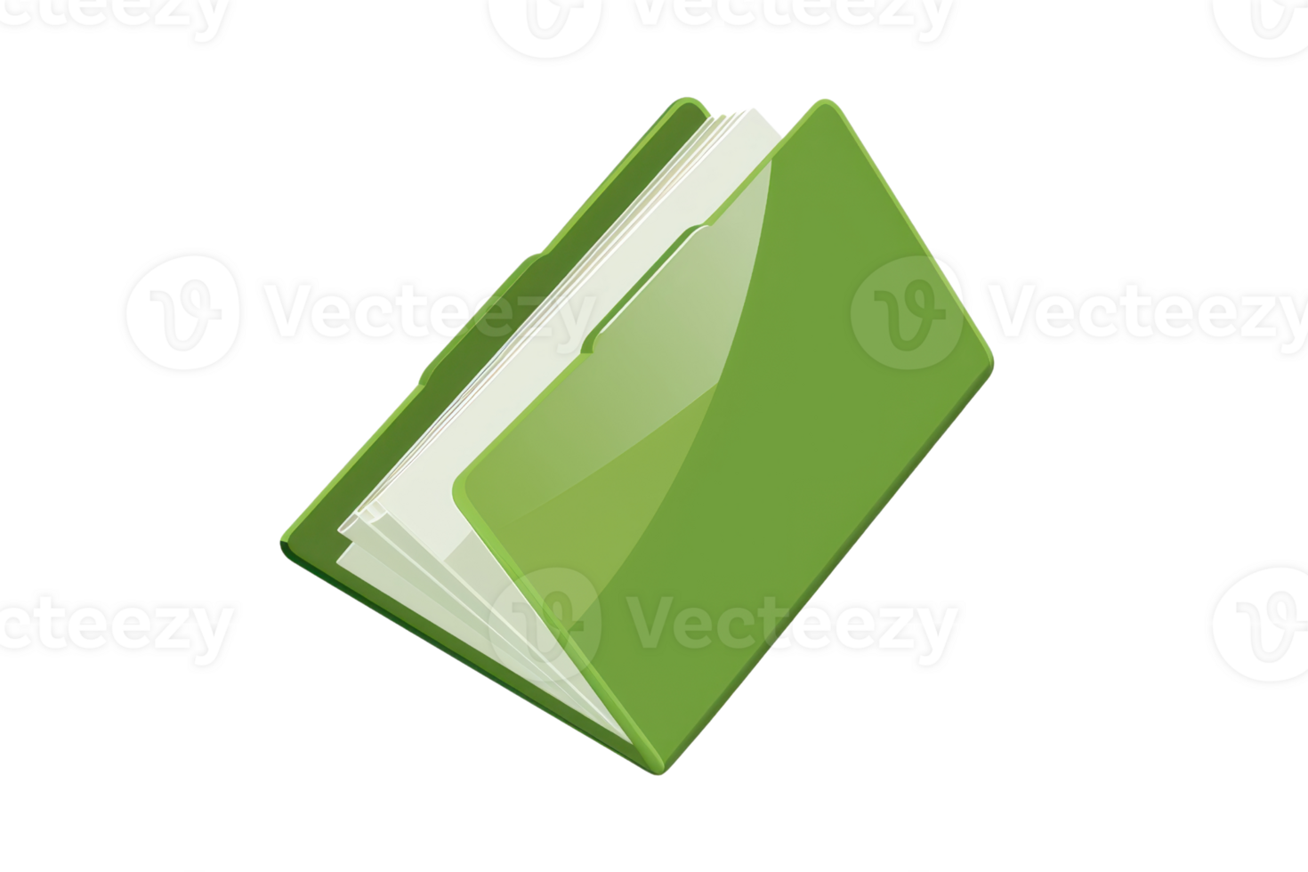 Green folder icon with documents, symbolizing organization, paperwork, and office tasks. Ideal for business, administration, or digital use. png