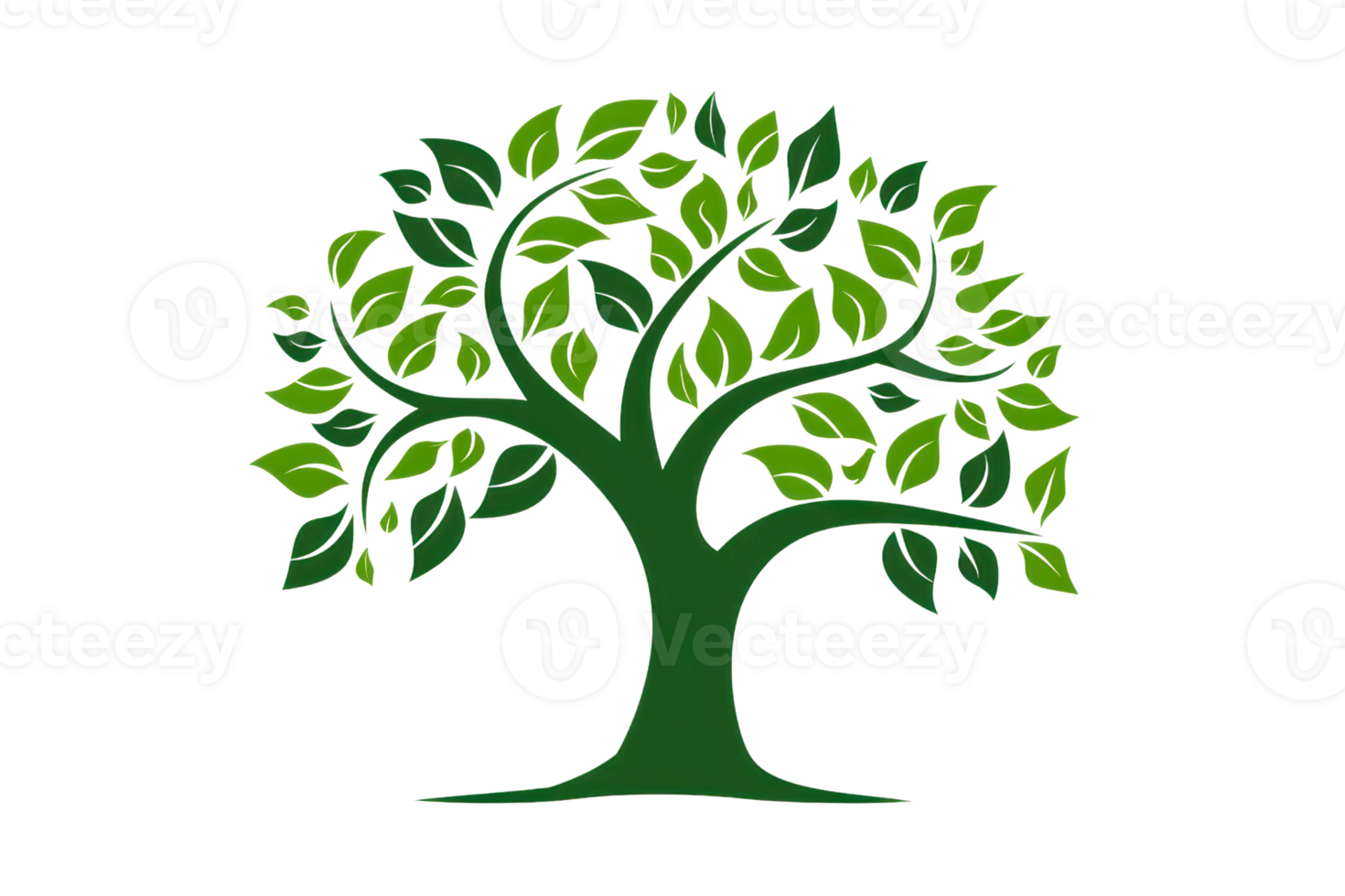 Graphic illustration of a green tree with lush foliage, ideal for nature, environment, and botanical themes. png