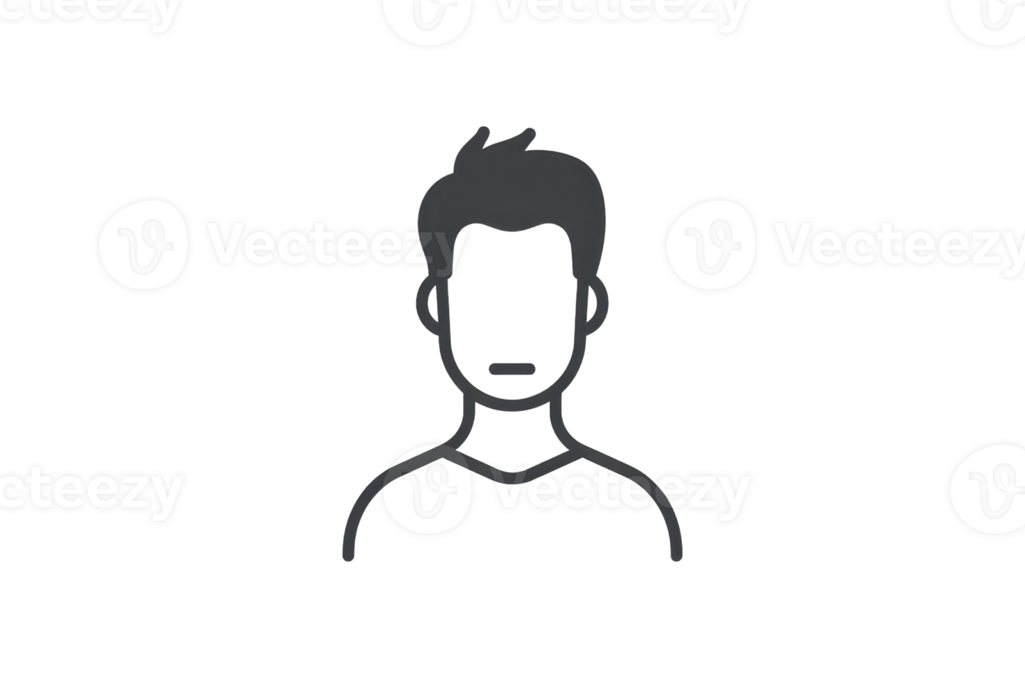 Silhouette of a man's head and shoulders. Simple icon representing an anonymous male figure suitable for various uses. png