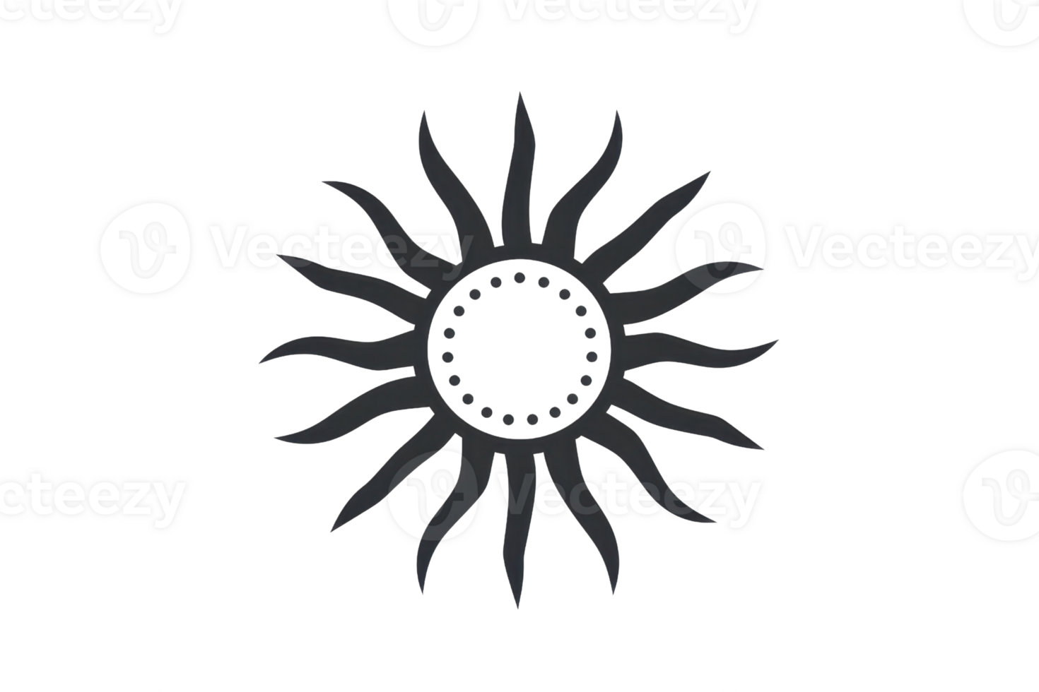 Simple black sun icon with rays extending outwards, representing warmth and energy, perfect for designs and graphics. png