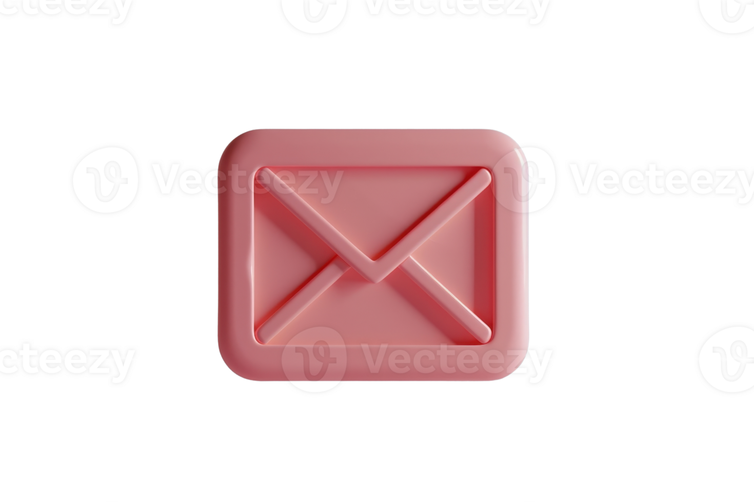 Pink 3D mail icon on transparent background, perfect for email, communication, and messaging related concepts. png