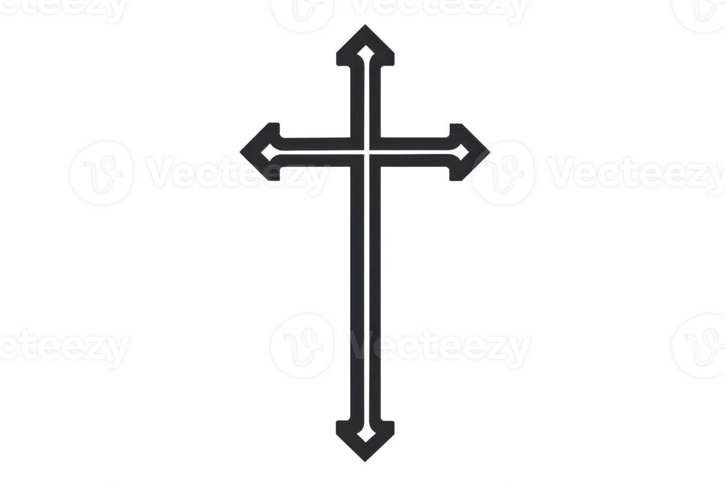 Simple black cross symbol on a transparent background, representing faith, religion, spirituality, and Christianity. png