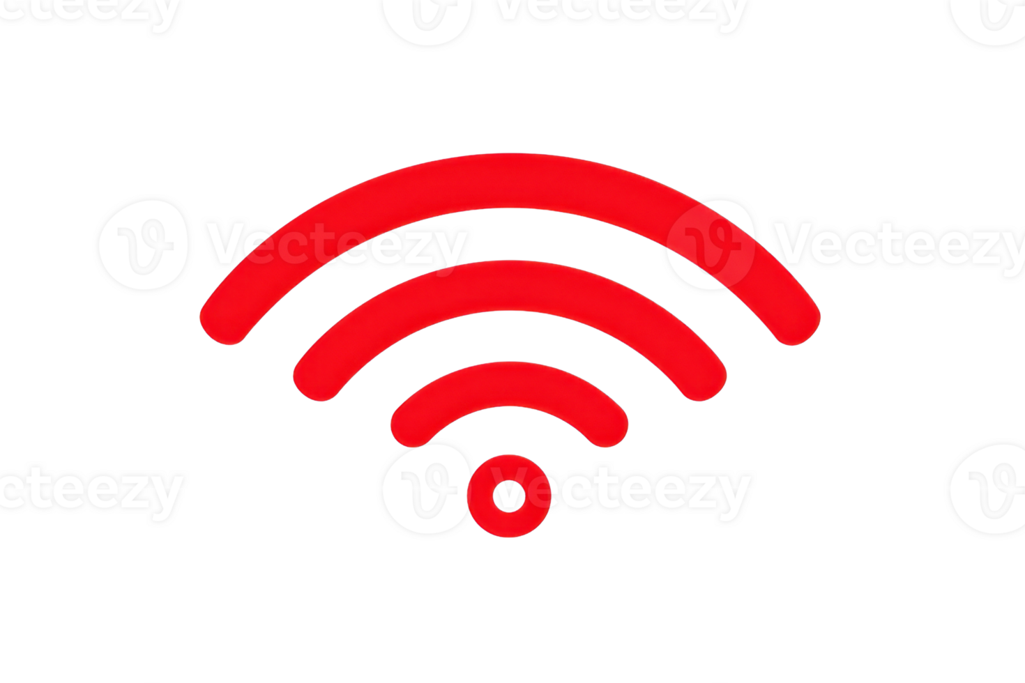 Red Wi-Fi signal icon on transparent background symbolizing wireless internet connectivity, network technology, and communication. png