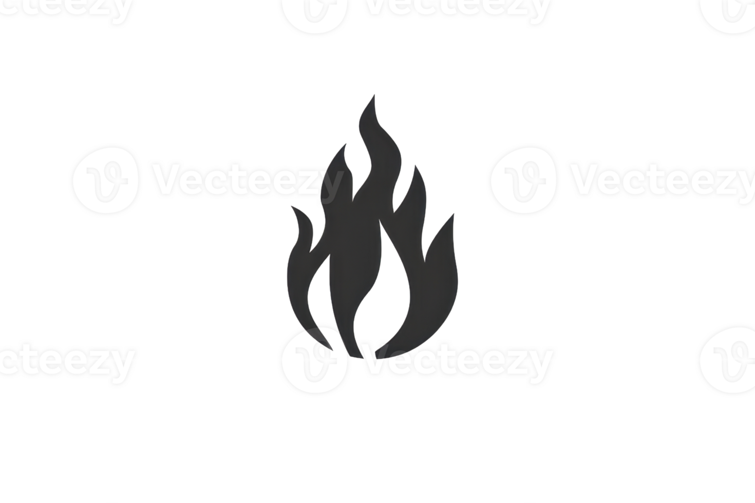 Black flame icon on a transparent background, perfect for use in safety, warning, or fire-related designs or projects. png