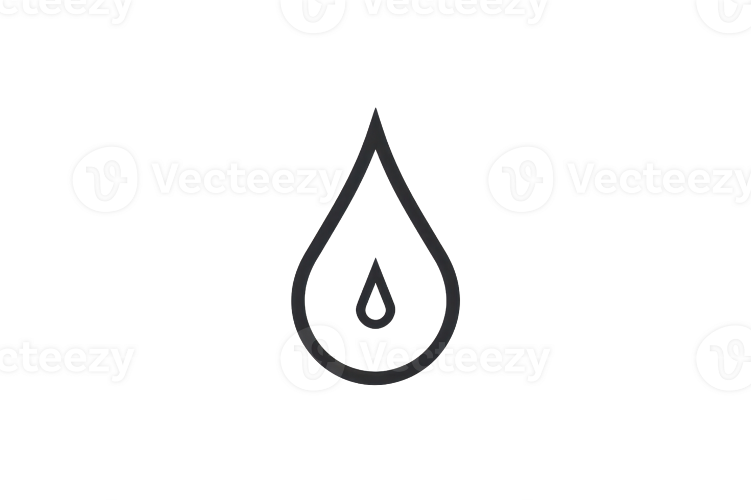Minimalist line drawing of a water droplet icon, symbolizing purity, hydration, and nature. Ideal for environmental and wellness designs. png