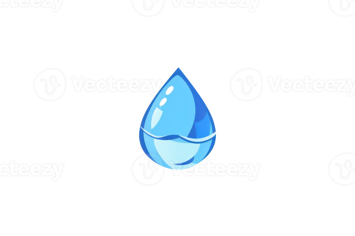 A glossy, blue water droplet with a clean and refreshing appearance, isolated on a transparent background. Ideal for nature, hydration, and purity themes. png