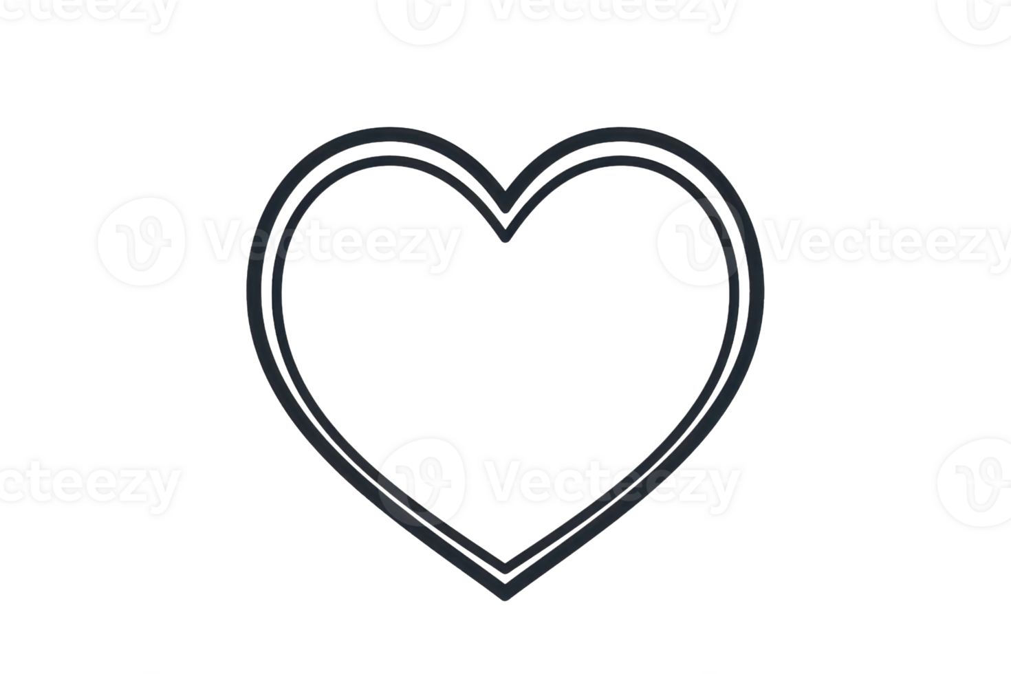 Minimalistic black heart outline illustration on a transparent background. Perfect for Valentine's Day, love-themed designs, or digital art projects. png