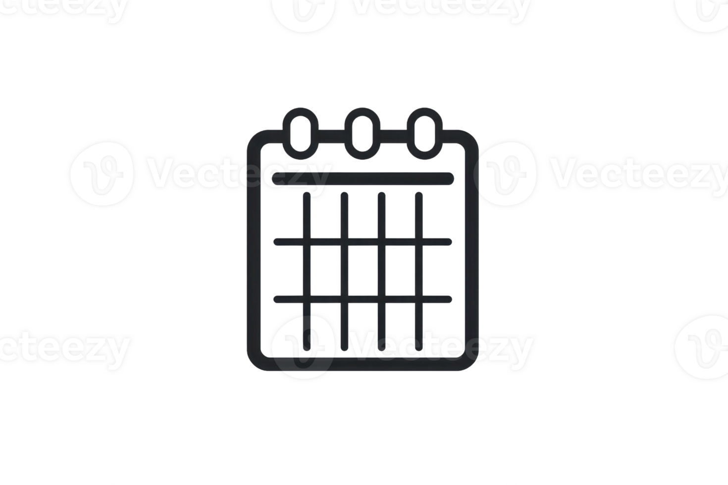 Minimalistic calendar icon depicting a grid with dates, perfect for scheduling, planning, and organizing events in a clean and simple design. png