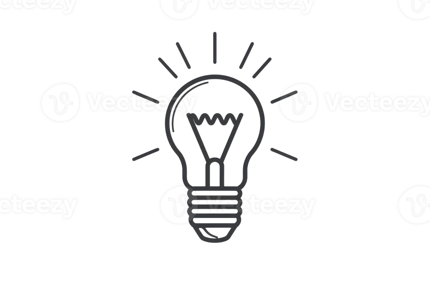 Minimalist illustration of a light bulb representing an idea or innovation. Simple, clean design perfect for creativity, inspiration, or business concepts. png