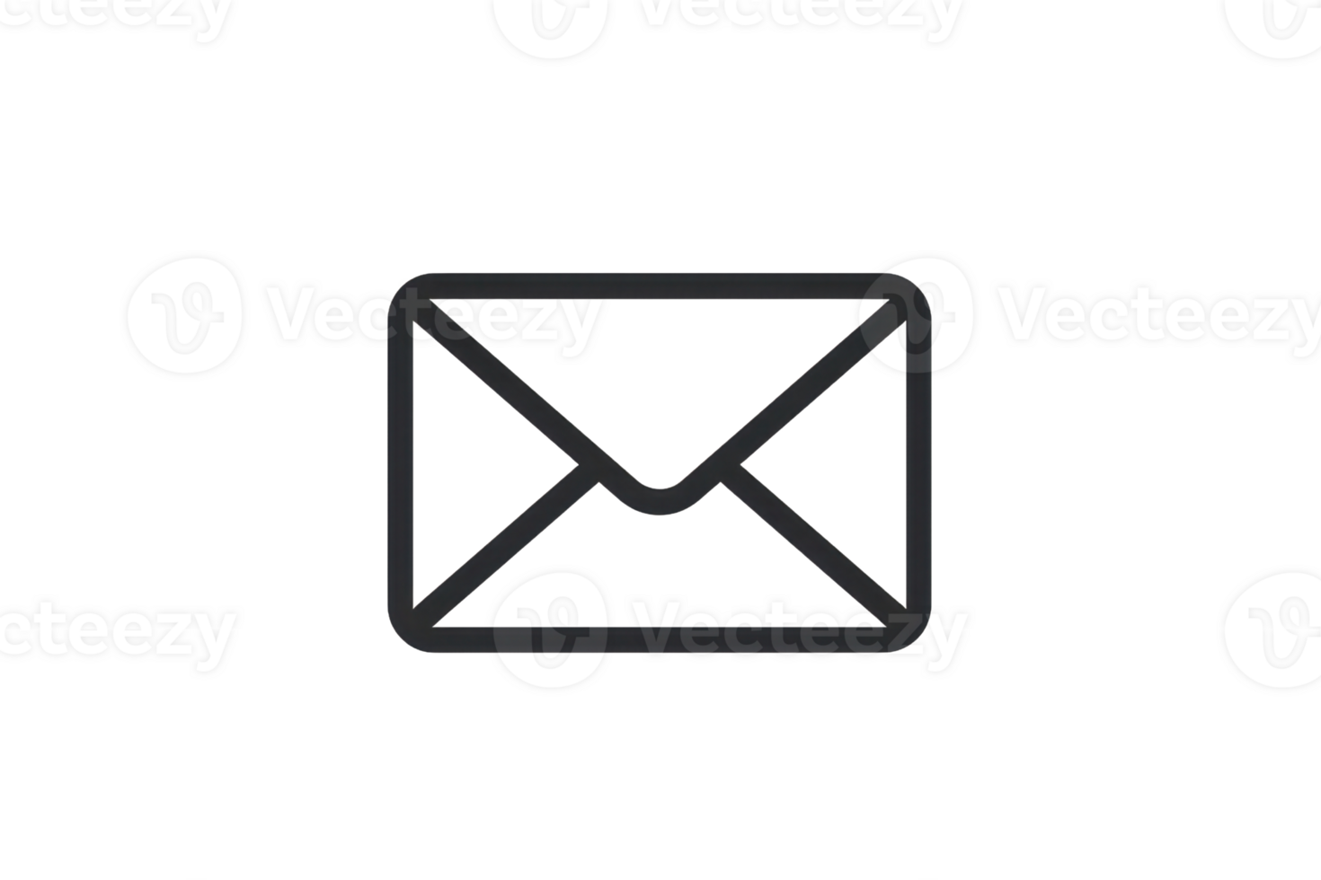 Minimalist black and white envelope icon, representing email, communication, and message concepts. Ideal for digital or print use. png