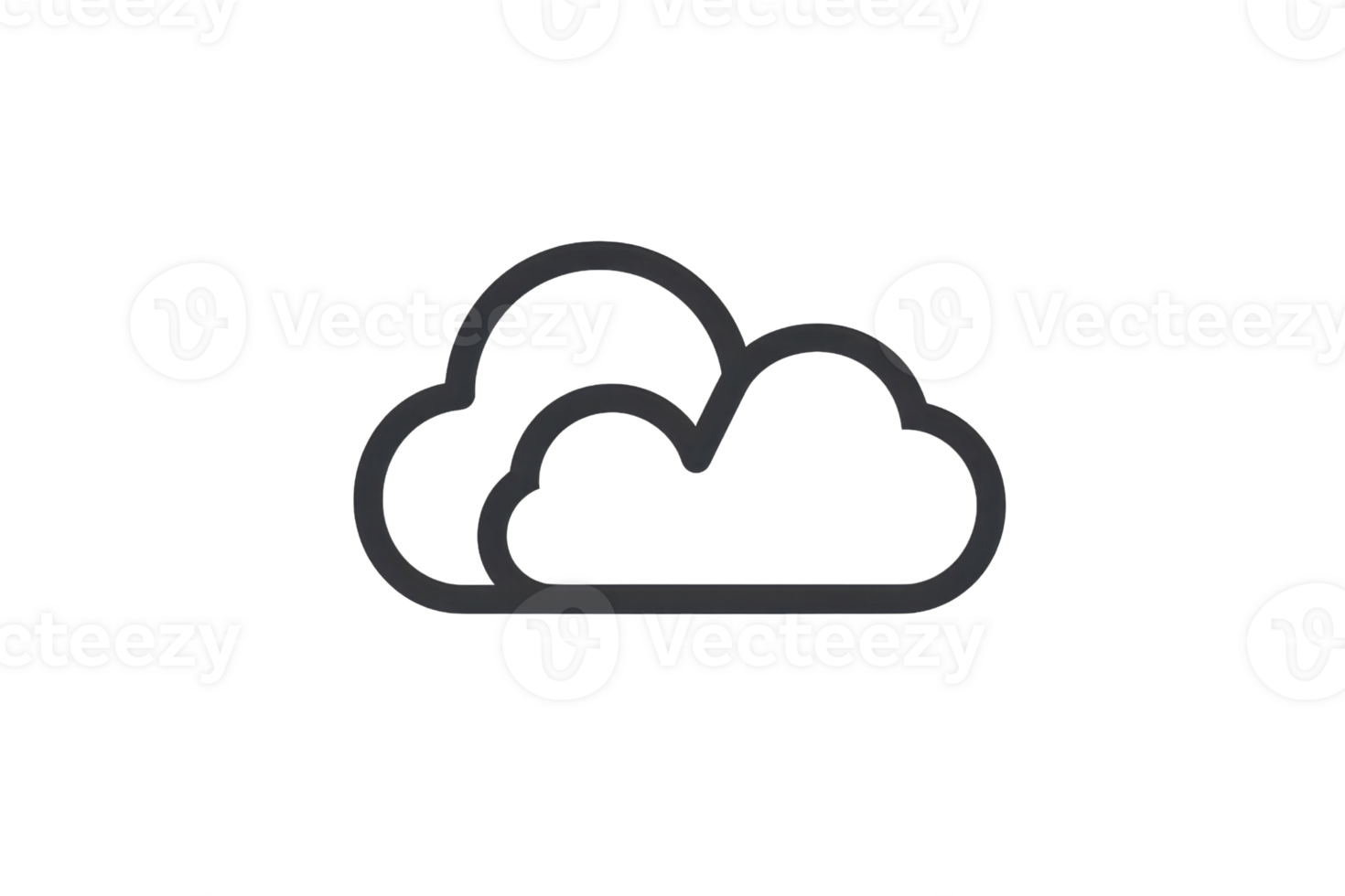 Minimalistic black cloud icon, perfect for weather or digital interface graphics, isolated on a transparent background for versatile use. png