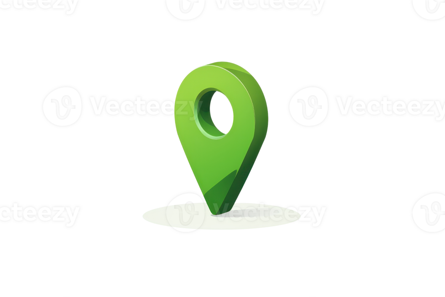Green location pin icon on transparent background. symbolizing navigation, mapping, and geographic location. Modern 3D design for various applications. png