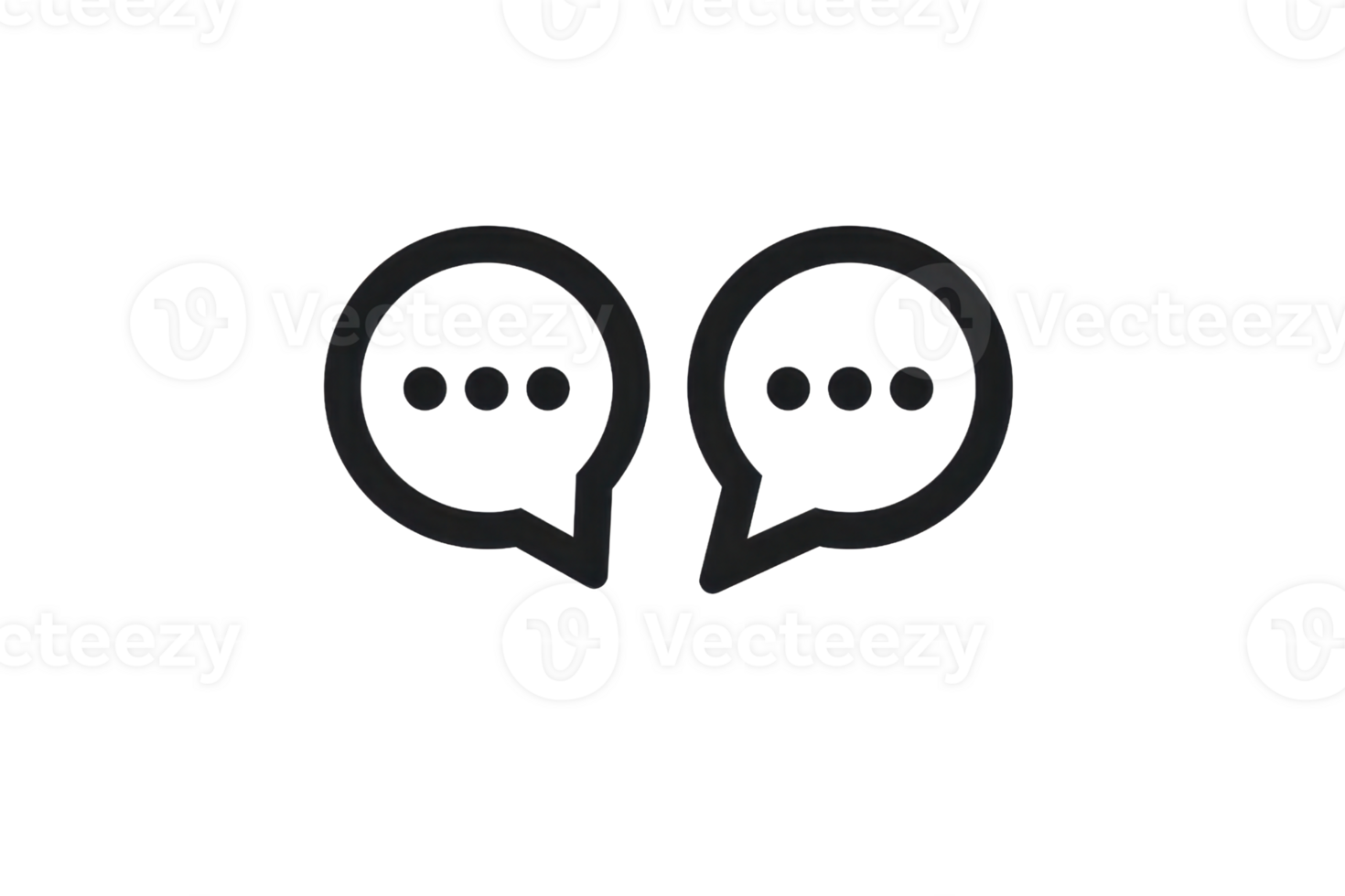 Minimalist chat icon design with two speech bubbles and ellipsis, perfect for communication concepts and digital interaction themes. png