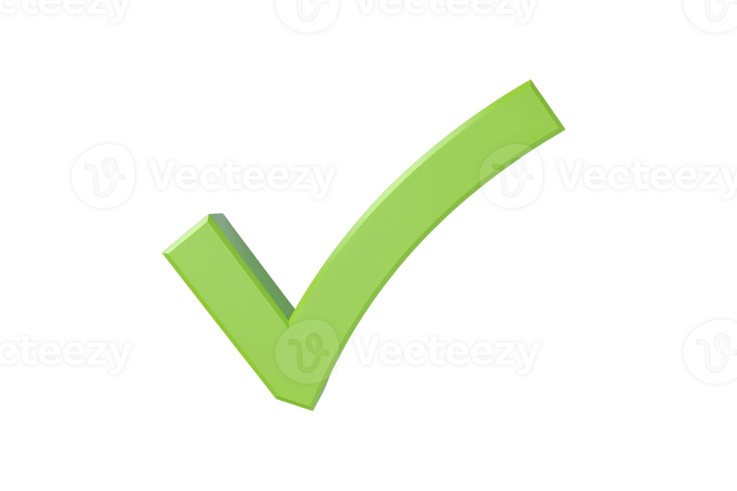 Green check mark symbol representing approval, success, or a positive action. Isolated on a transparent background. png